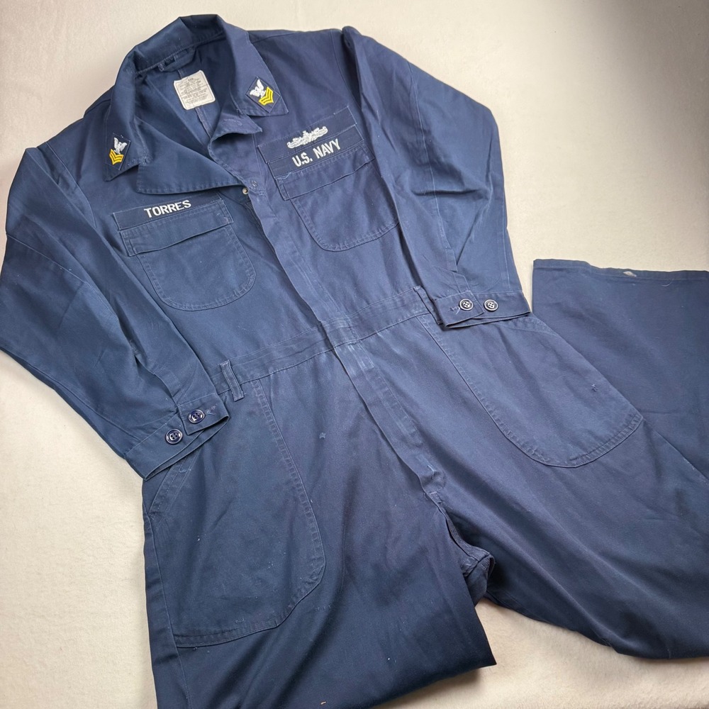 US Navy Utility Coveralls American Apparel Inc Navy Blue Jumpsuit‎ Size 46R Mens